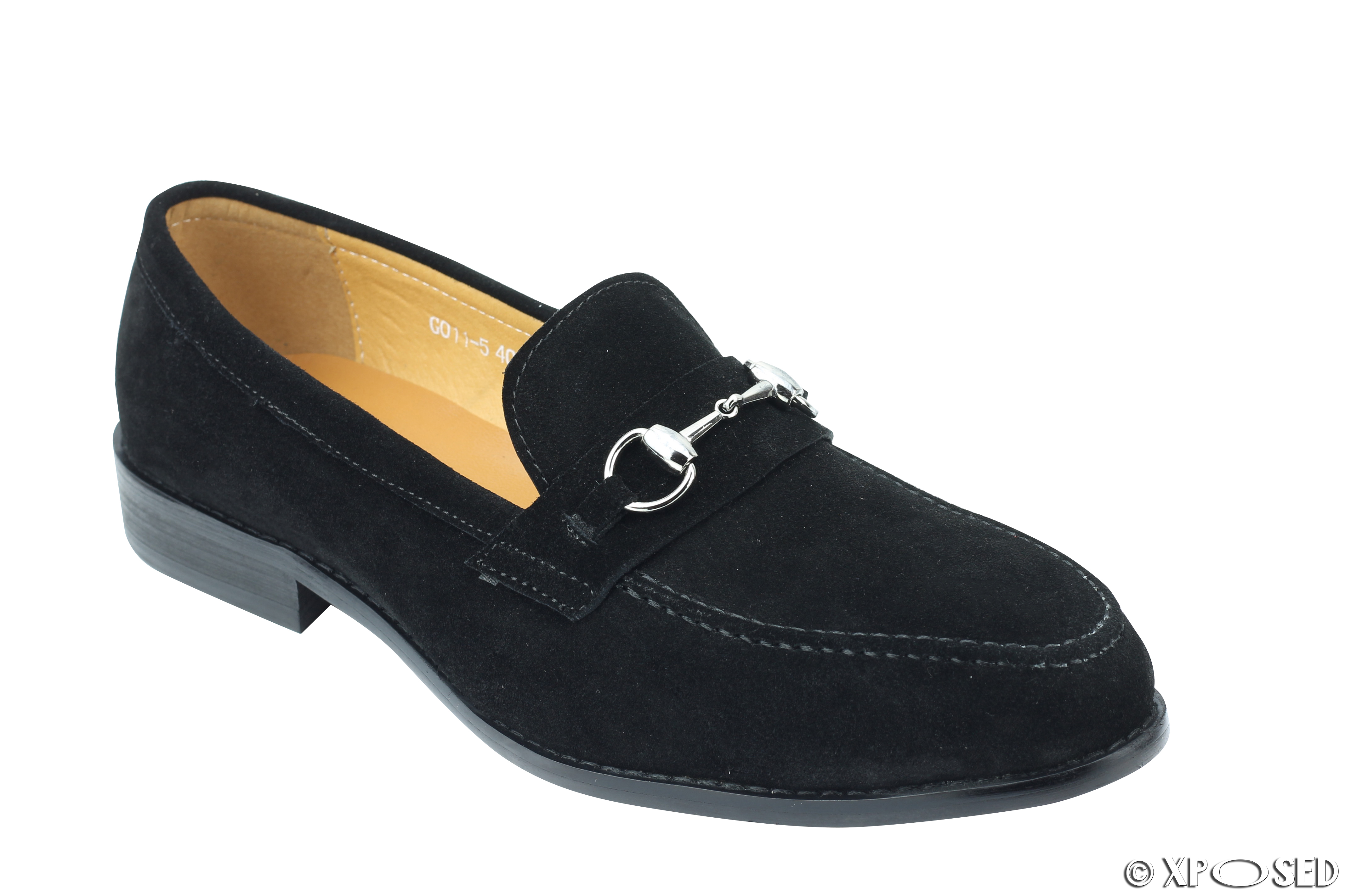 New Men Black Cream Suede Real Leather Loafers Vintage Horsebit Buckle ...