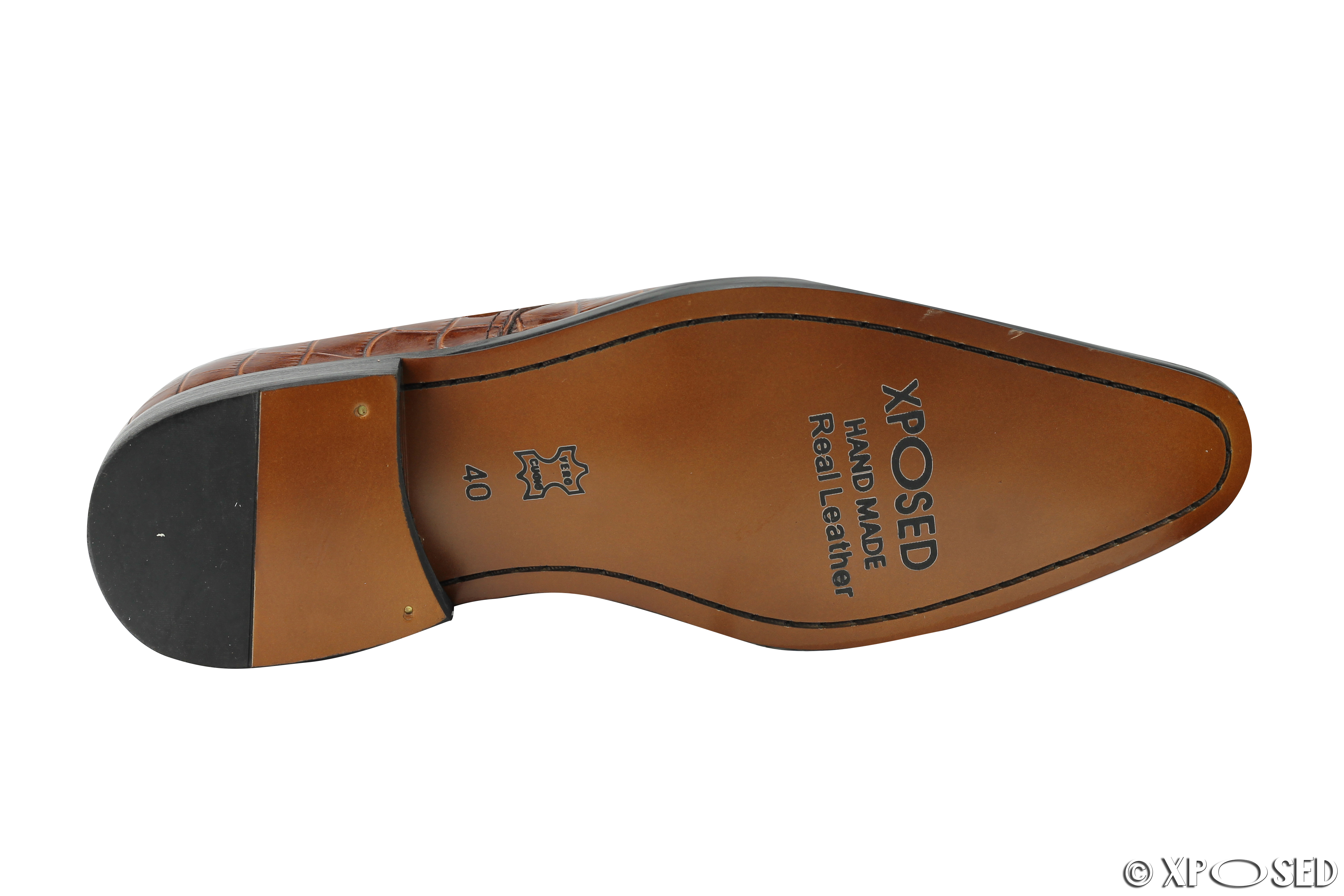 Mens Real Leather Black & Brown Monk Strap Croc Skin Effect Smart Slip ...