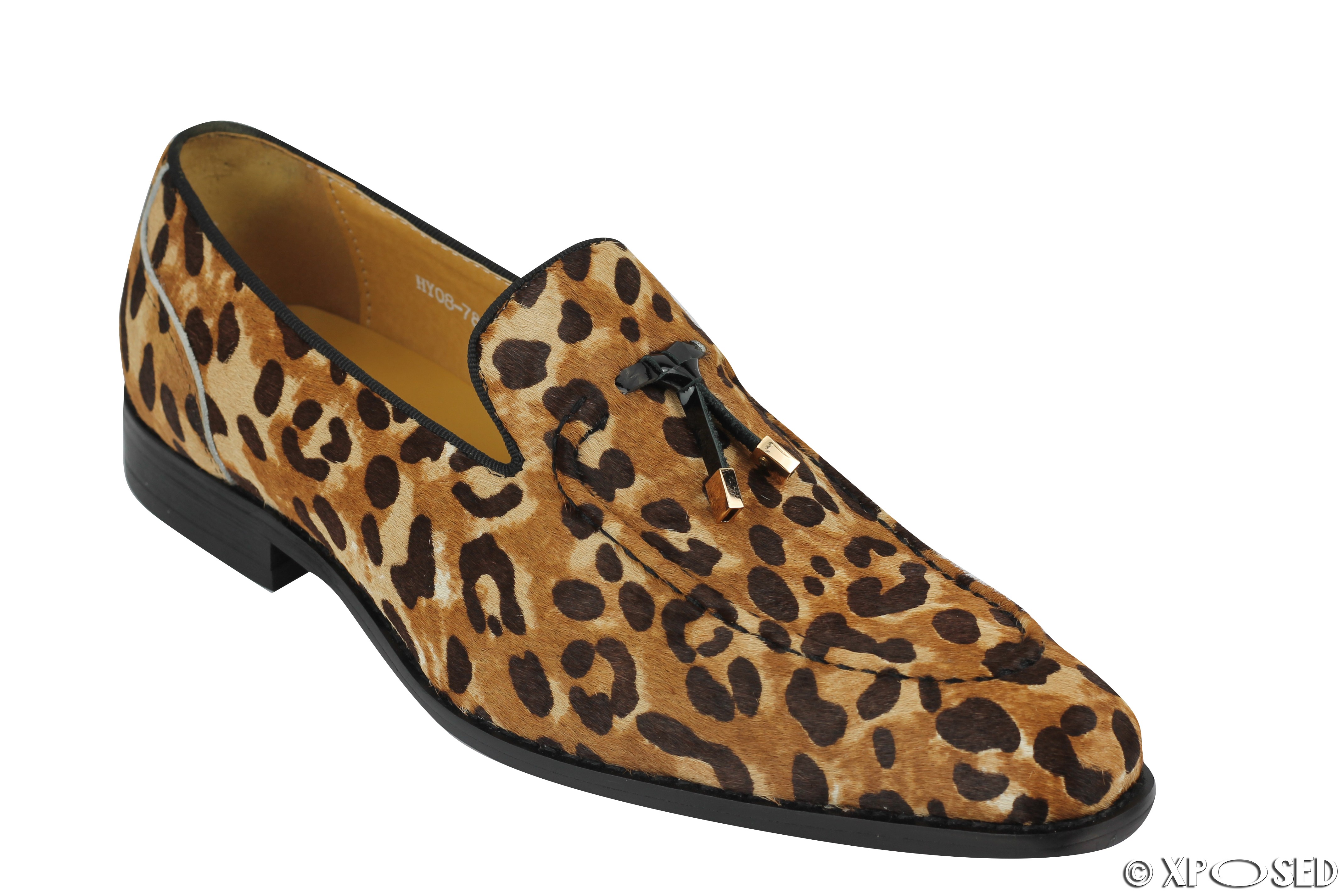 Mens Vintage Leopard Print Real Leather Tassel Loafers Slip on Moccasin ...