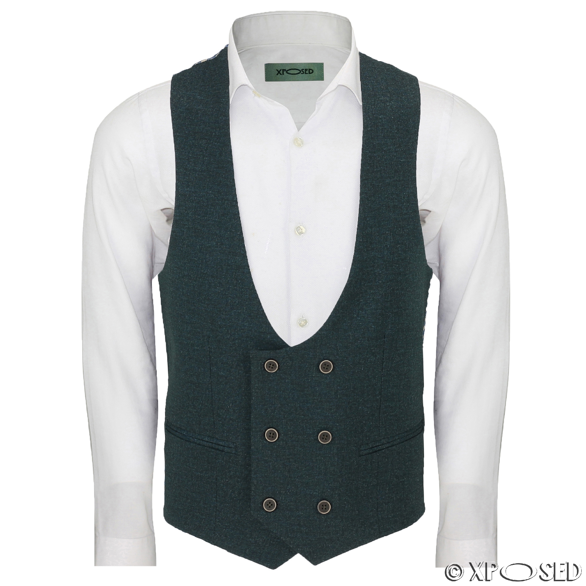 New Mens Stretch Blue Green Waistcoat Smart Casual Slim Fit Tan Suede ...