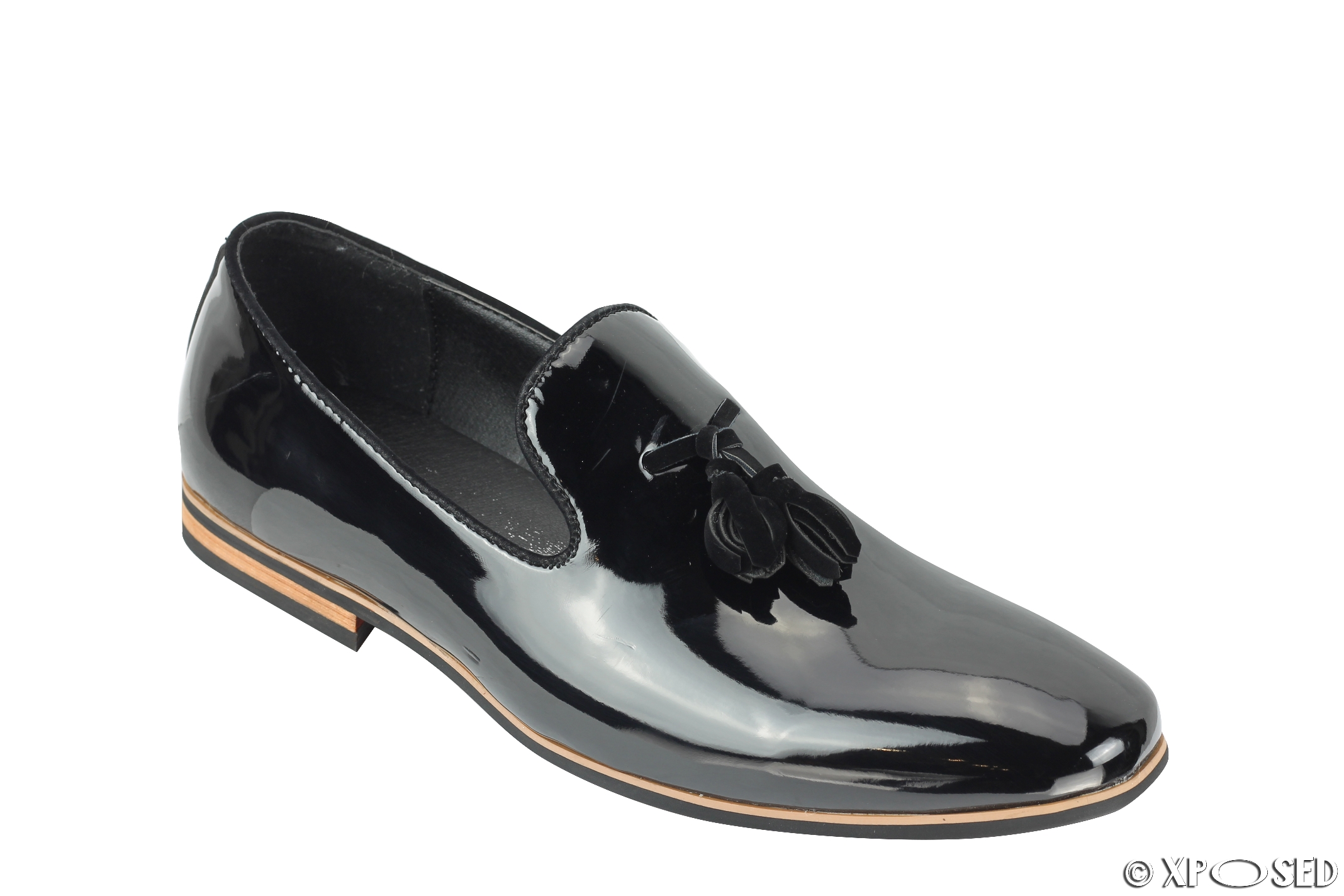 Mens Tassel Loafers Shiny Patent Leather Line Slip on Smart Casual ...