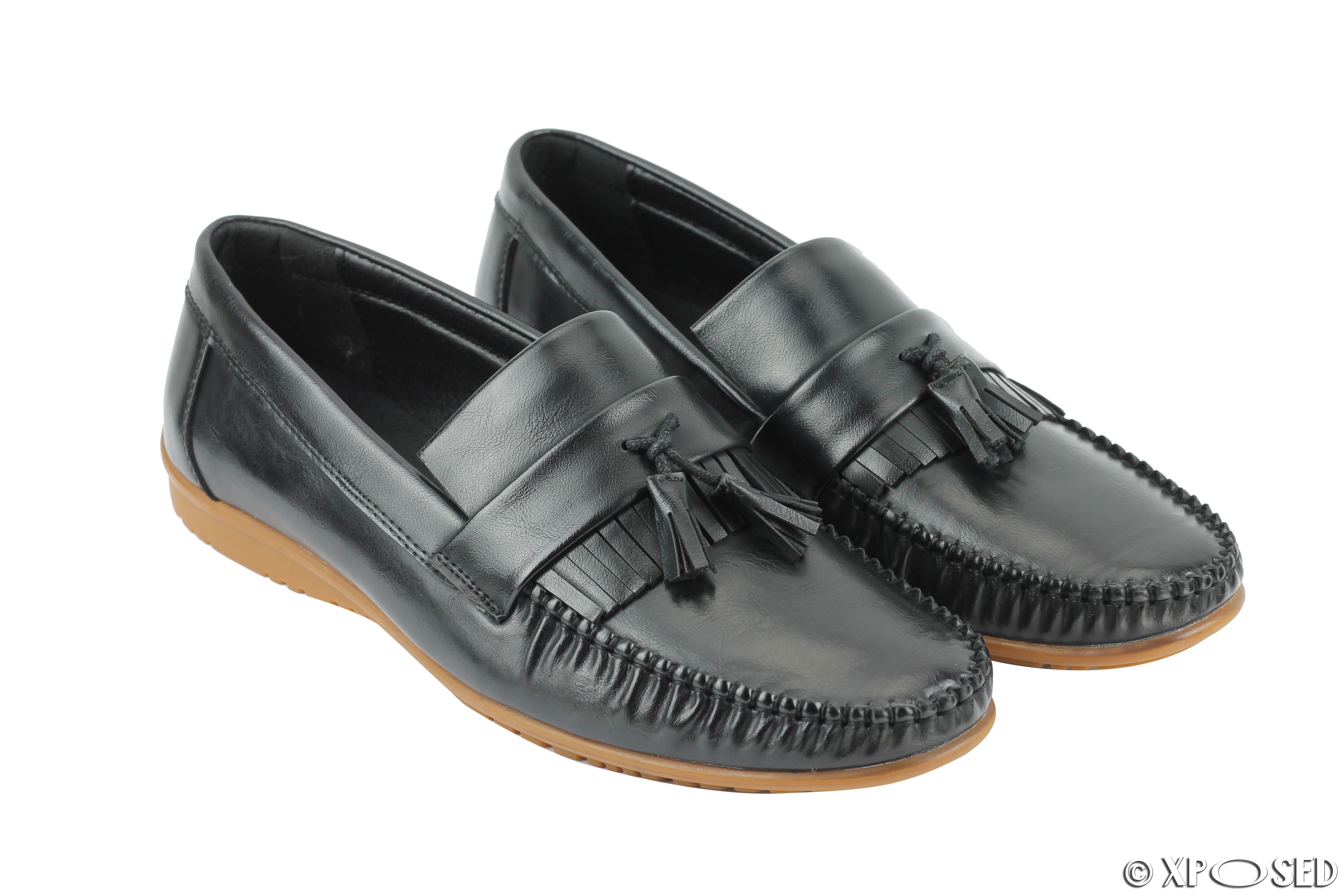 New Mens Faux Leather Tassel Kilted Loafers Casual Moccasin Shoes Black ...