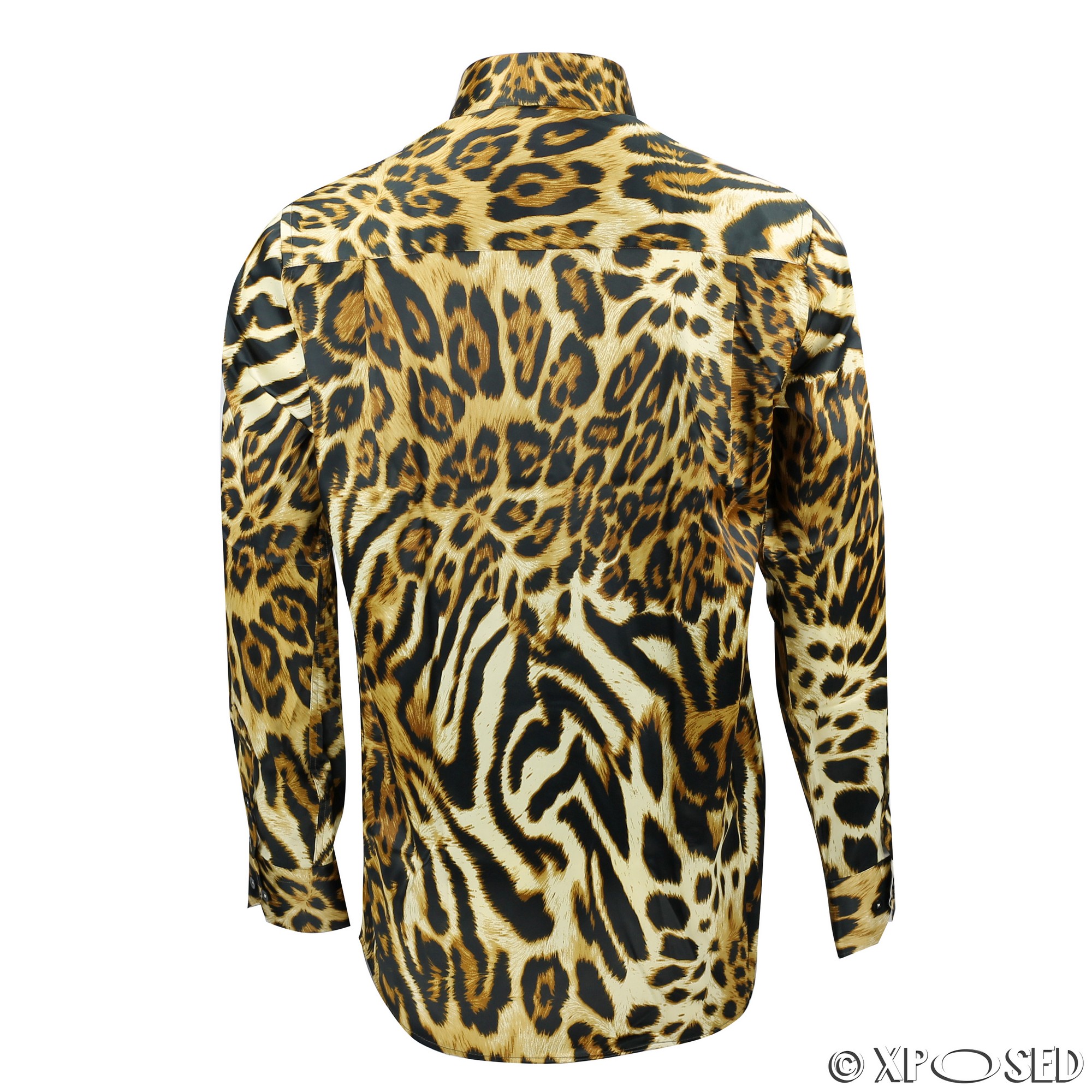 Mens Italian Designer Style Smart Casual Silk Feel Leopard Animal Print ...