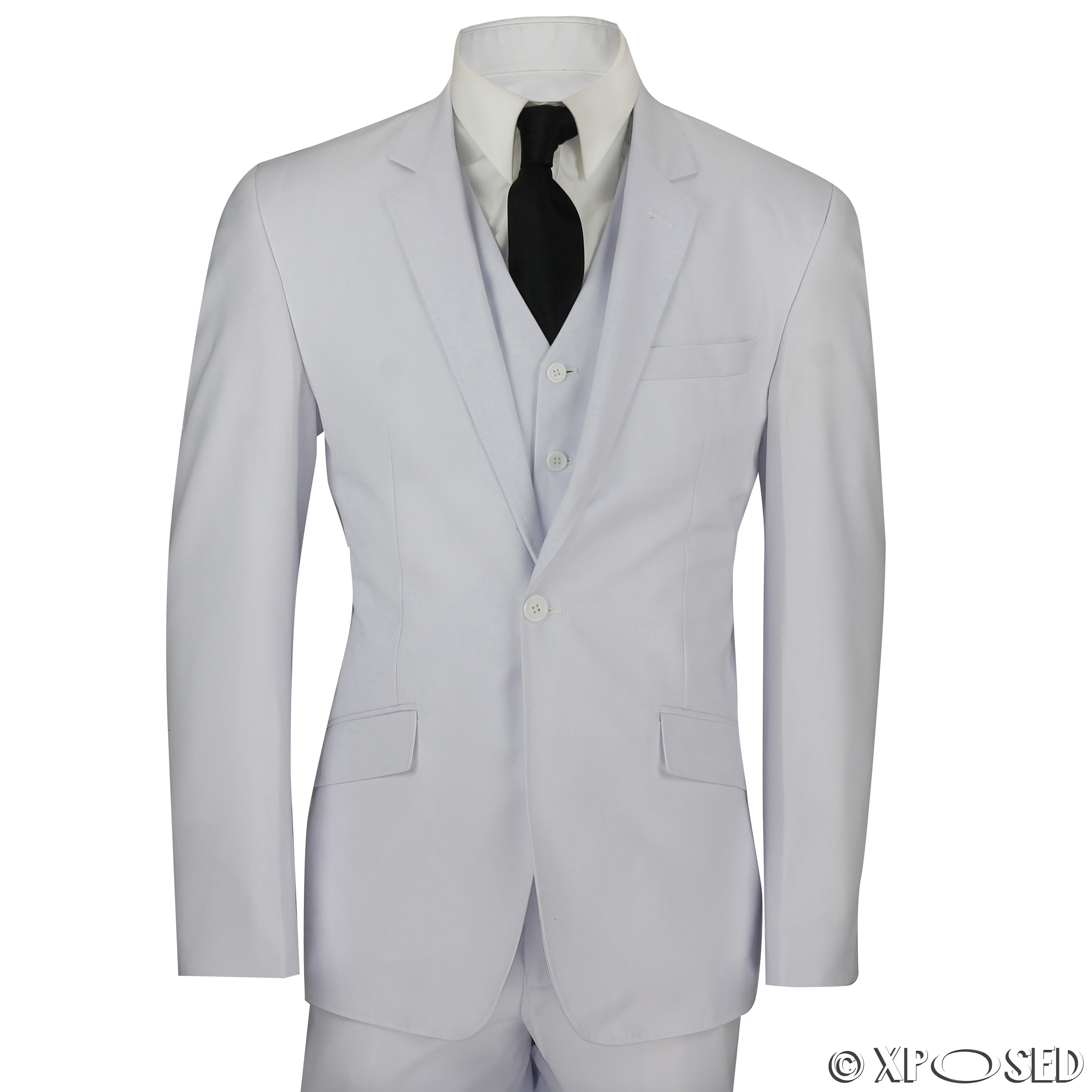 New Mens 3 Piece Suit Pure White Tailored Fit Smart Casual Formal ...