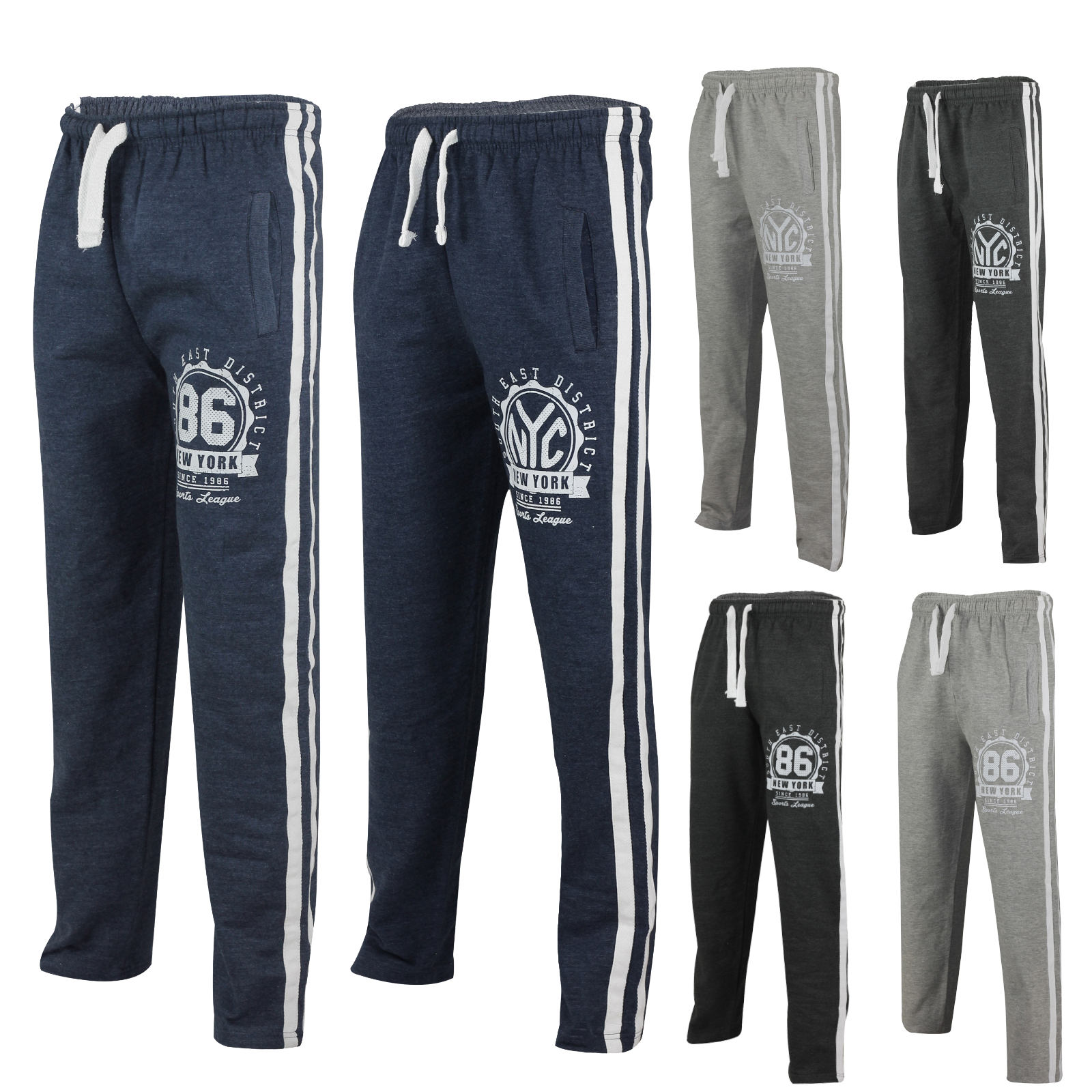 Mens Tracksuit Jogging Bottoms NYC Fleece Joggers Sports Active Gym ...