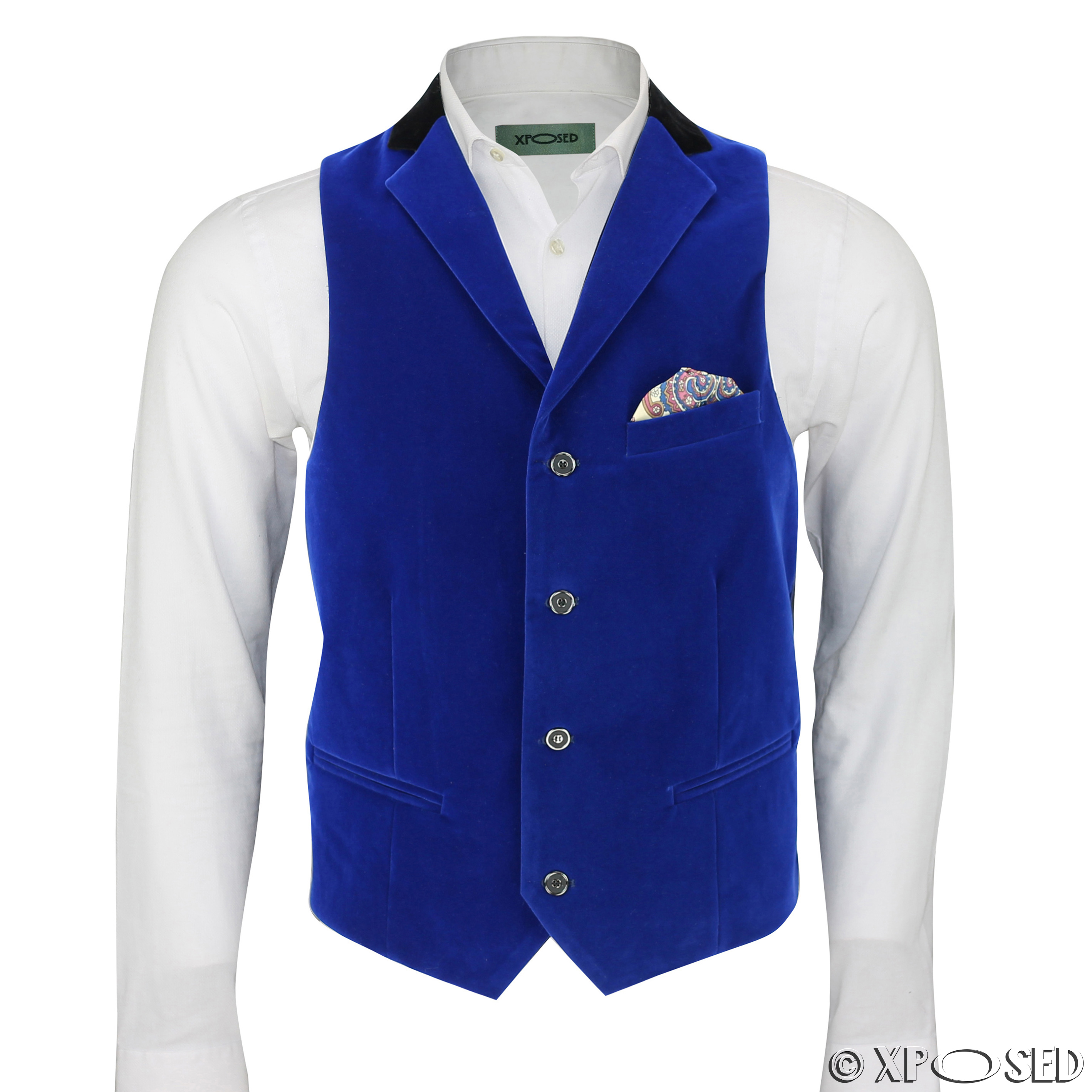 Mens Blue Velvet Vintage 3 Piece Suit Blazer Waistcoat Trouser, Sold ...