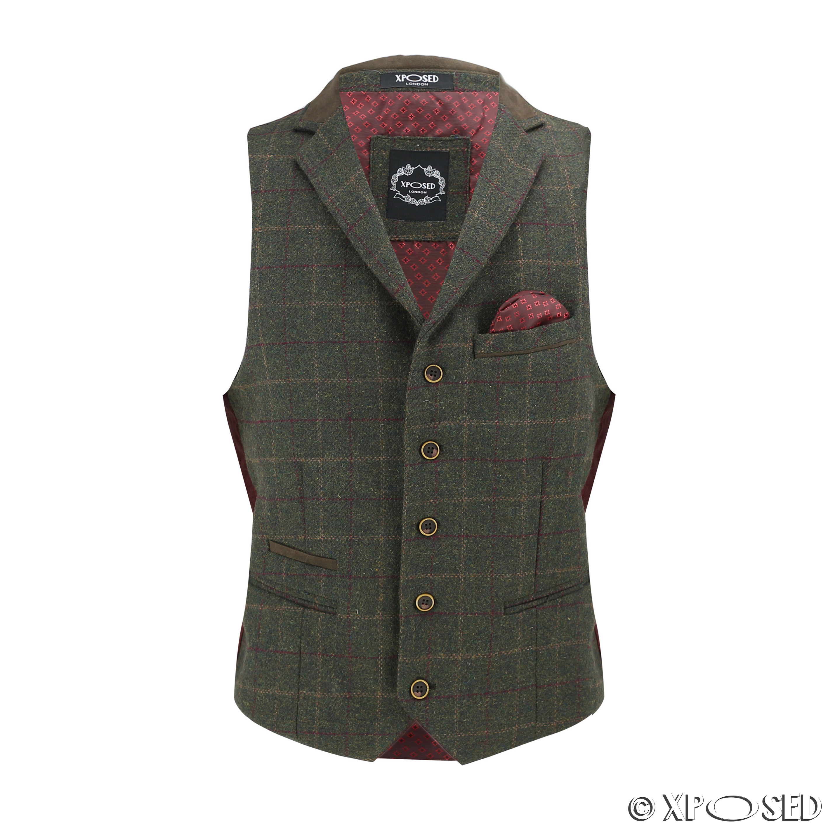 Mens Wool Mix Herringbone Tweed Check Vintage Collar Waistcoat Tailored Fit Vest | eBay