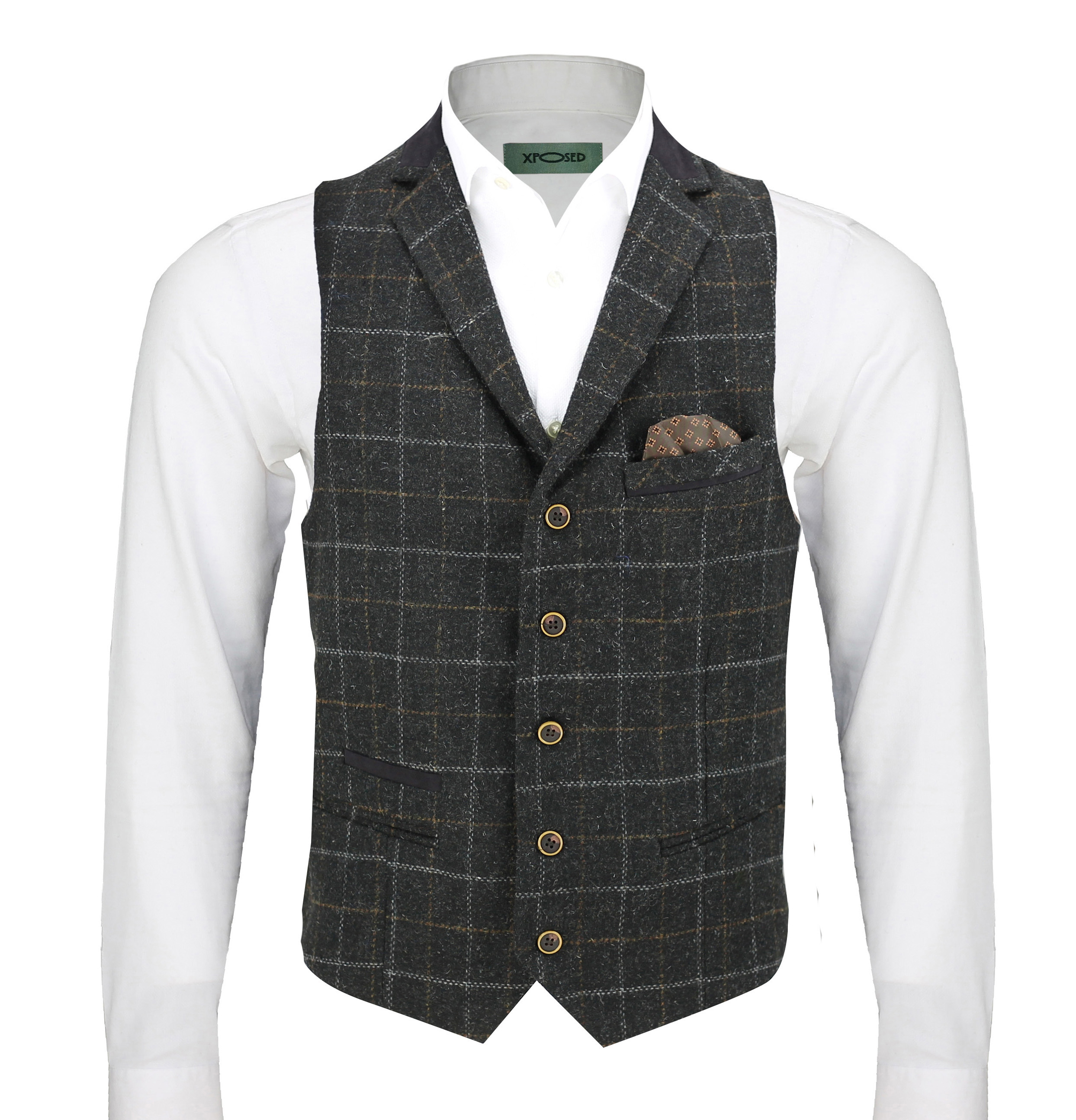 Men Tweed Check 3 Piece Suit Blazer Trouser Waistcoat Sold as Tailored ...