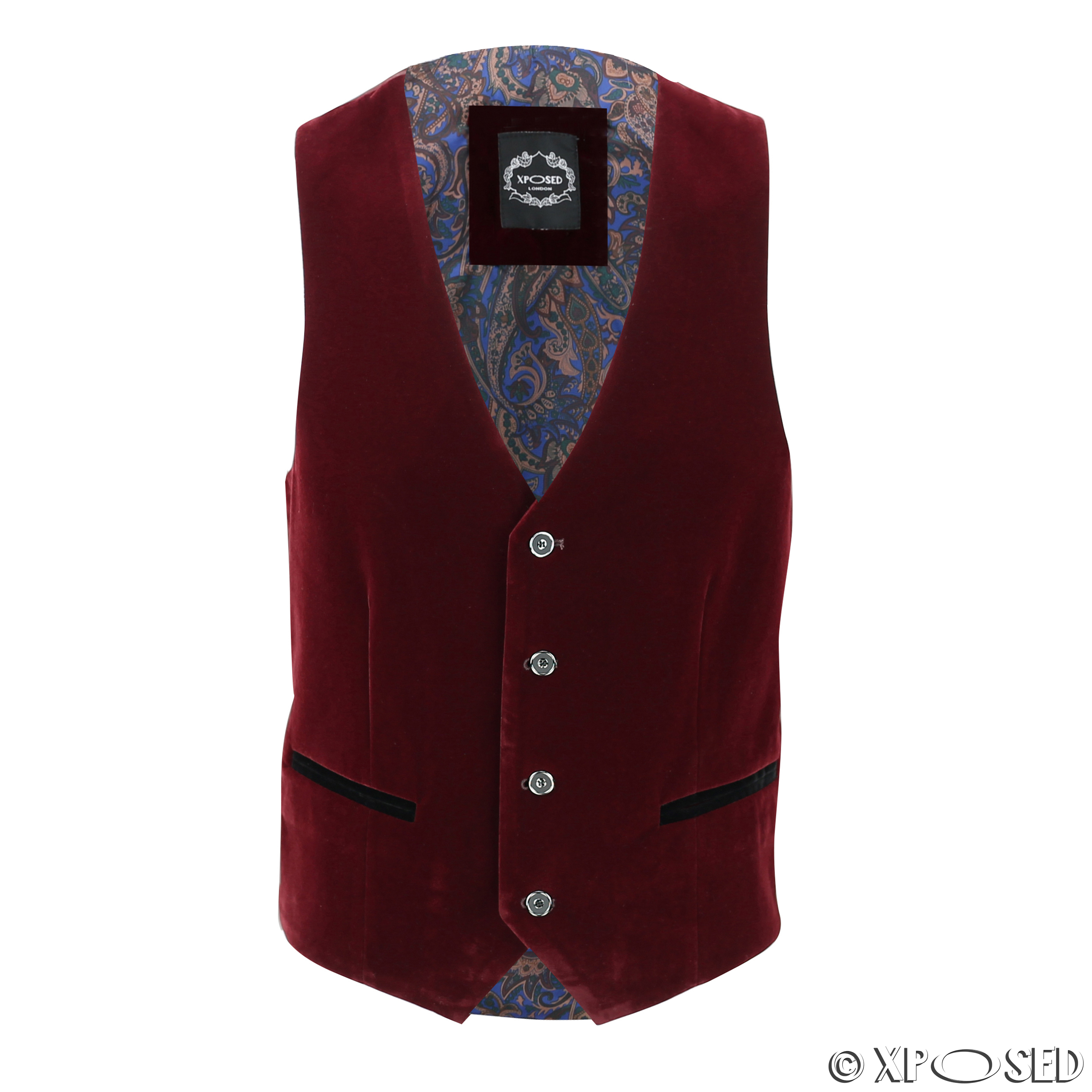 Mens Maroon Velvet Vintage 3 Piece Suit Tuxedo Blazer Coat Waistcoat ...