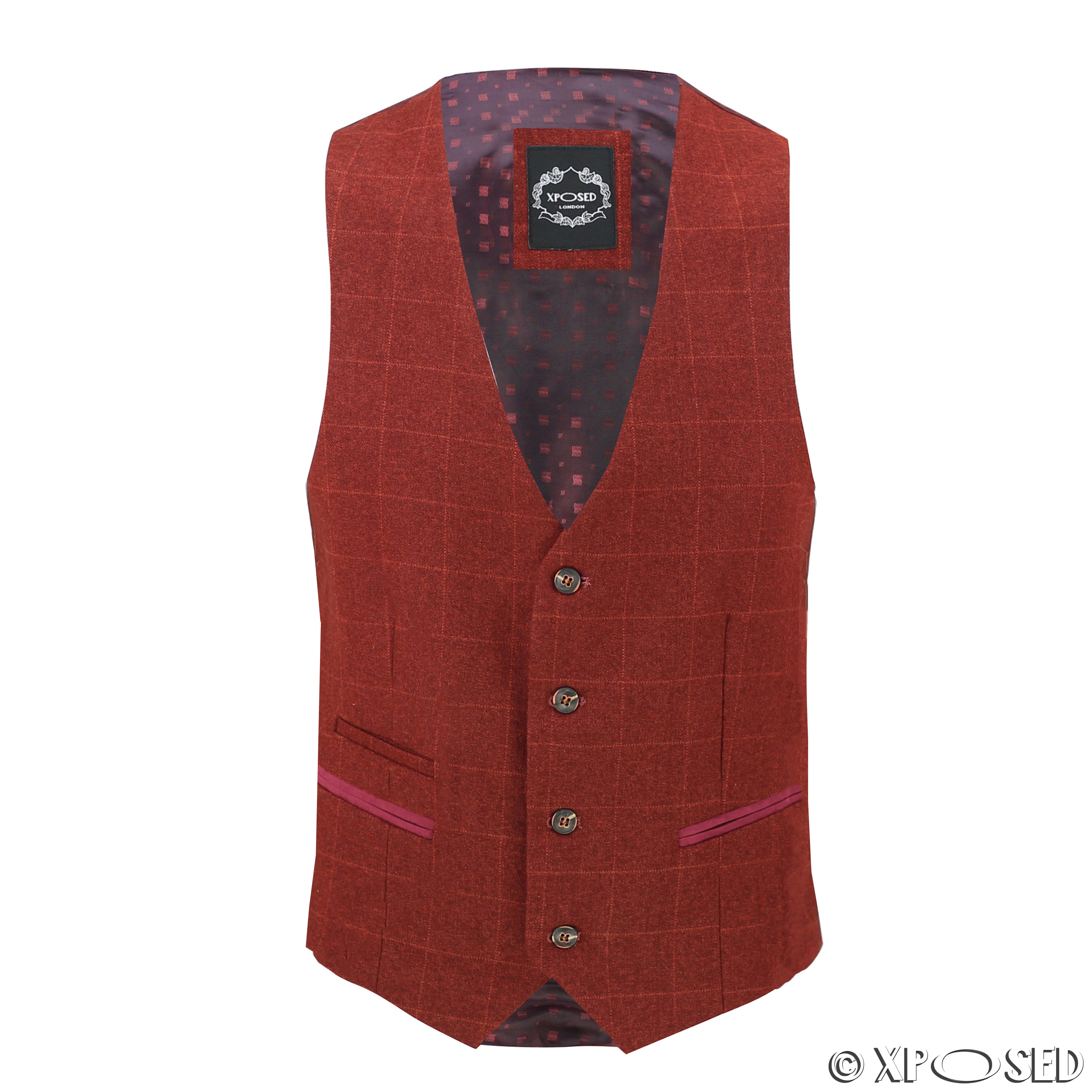 Mens Maroon Tweed Check 3 Piece Suit Sold Separately - Blazer Trouser ...