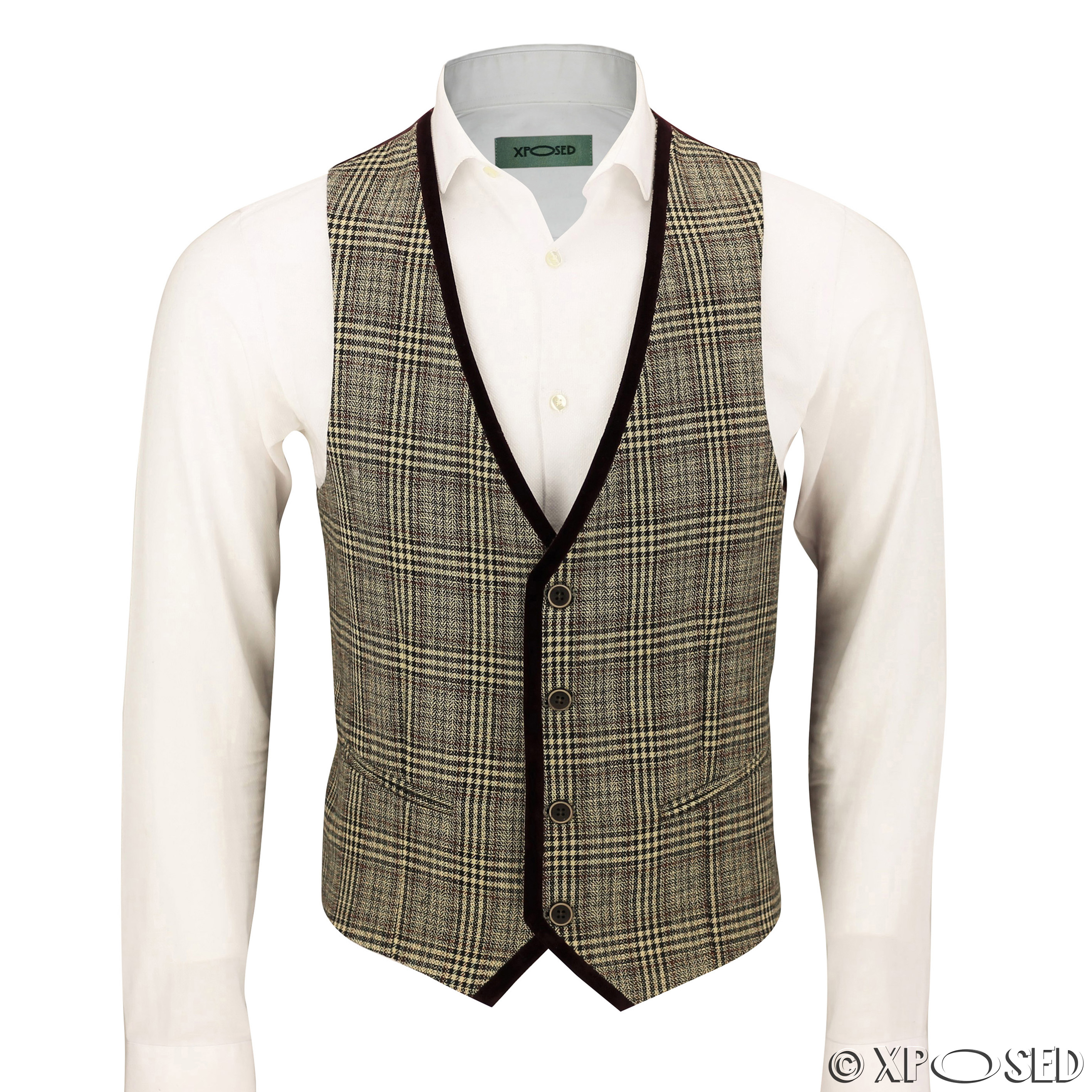 Mens Brown Herringbone Check 3 Piece Suit Sold Separately Blazer ...