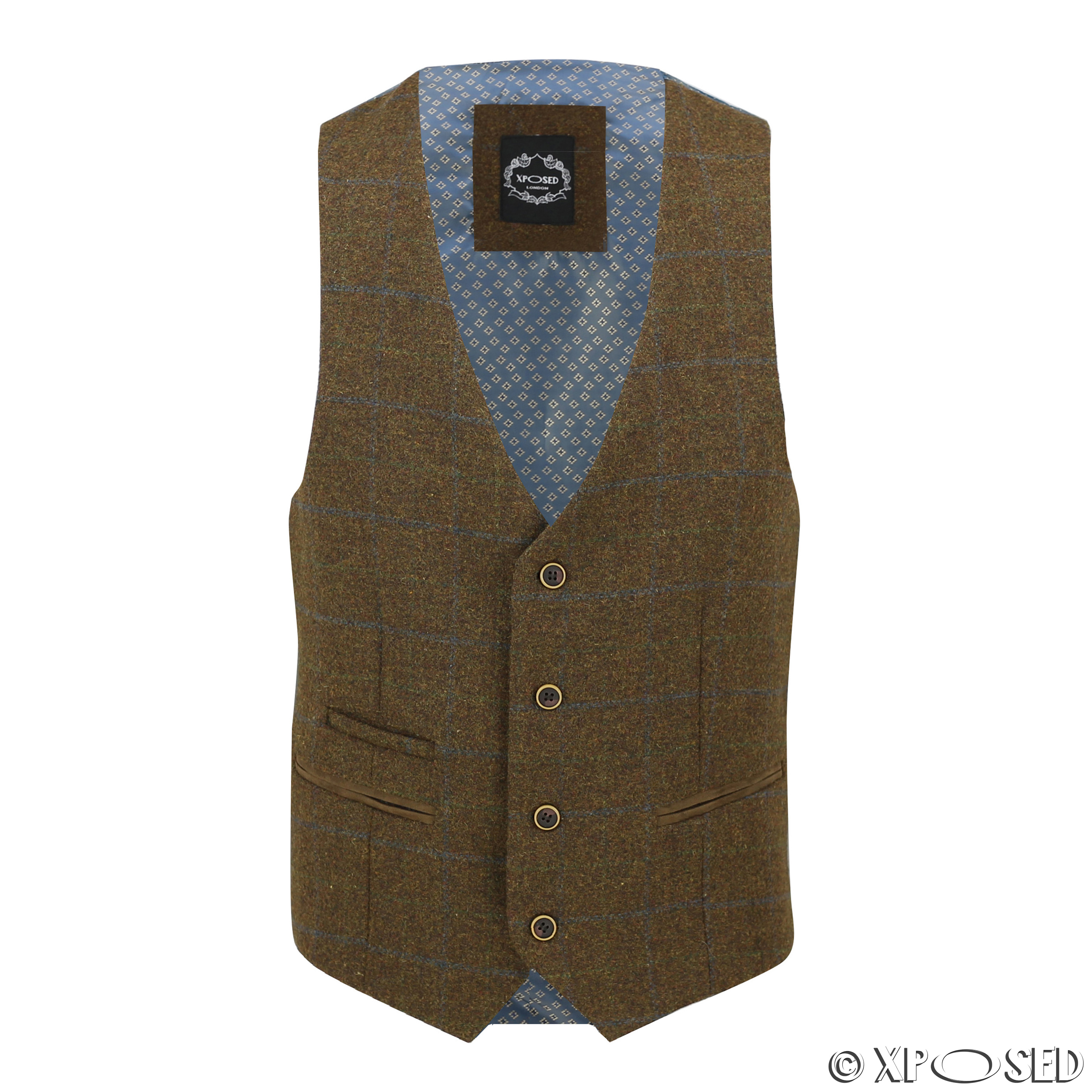Mens Vintage Formal Tweed Herringbone Check Waistcoat Smart Casual Velvet Vest | eBay