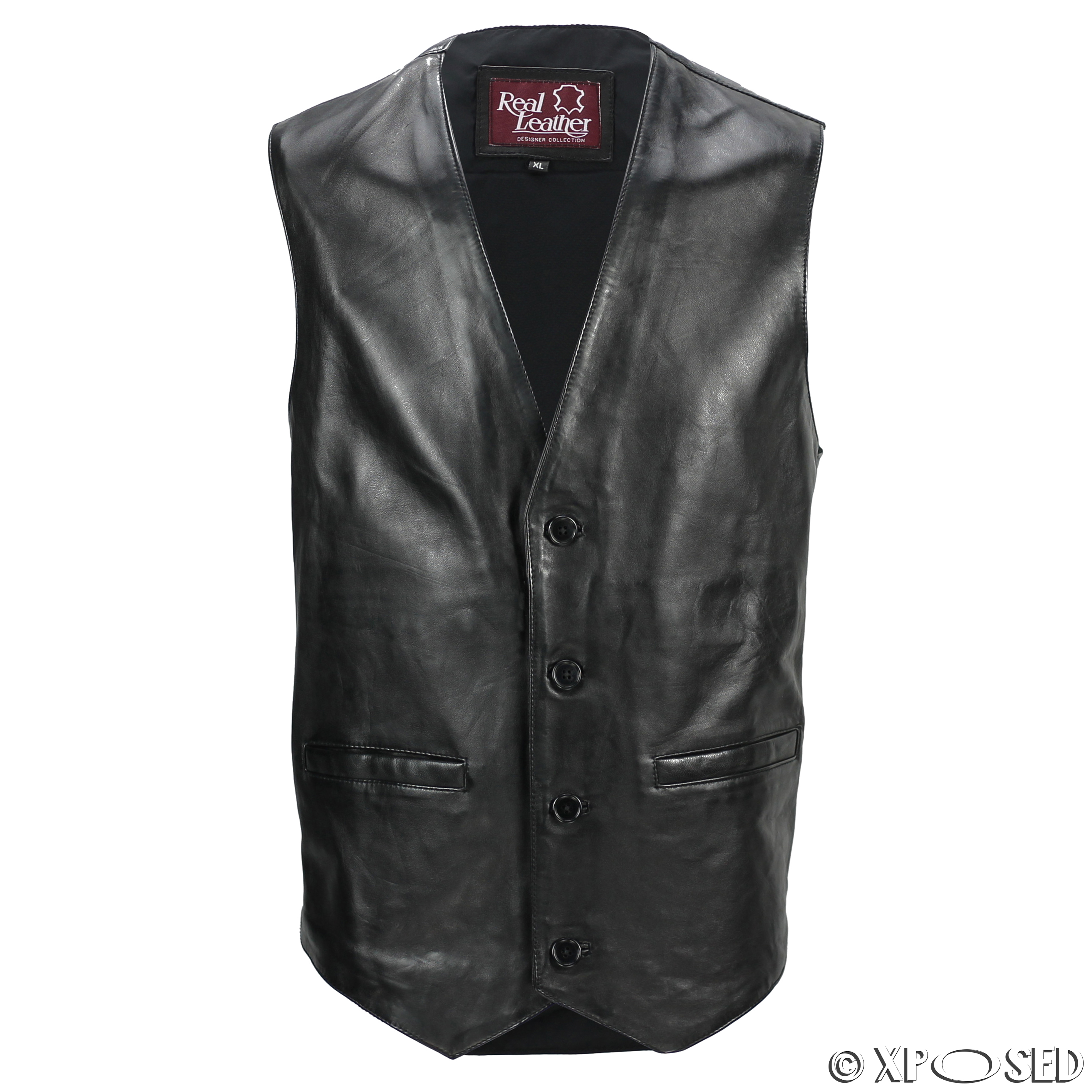 Mens 100% Real Leather Waistcoat Vintage Biker Retro Vest in Washed ...